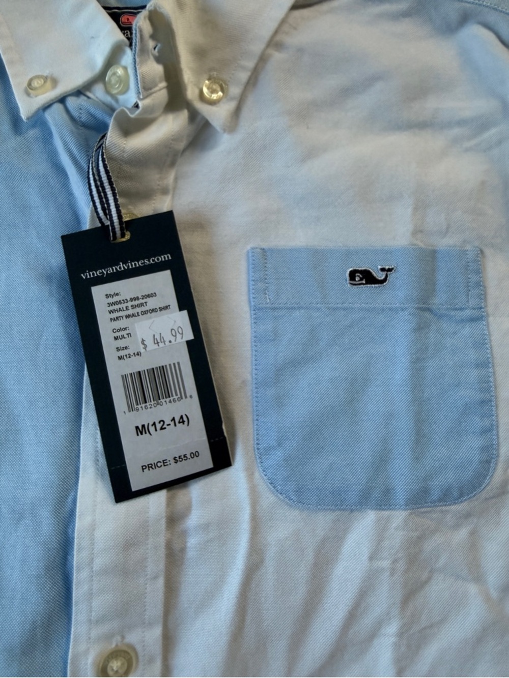 Vineyard Vines Boys White and Light Blue Button-Down Shirts - Picture 3 of 7